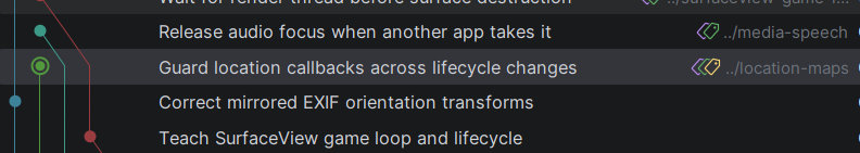 ה־commit הנוכחי אחרי המעבר לענף